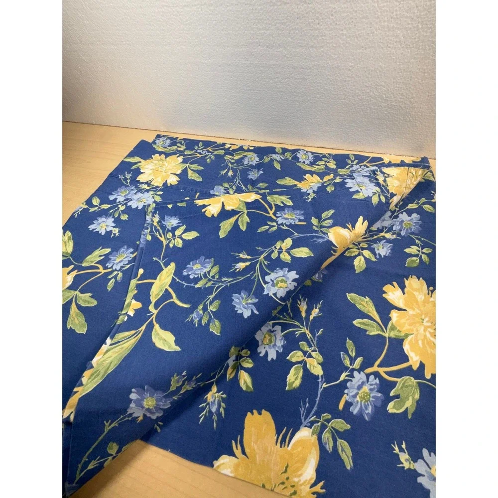 Vintage Laura Ashley Floral Window Valance Navy Blue Yellow Rare 104x18 Single‎